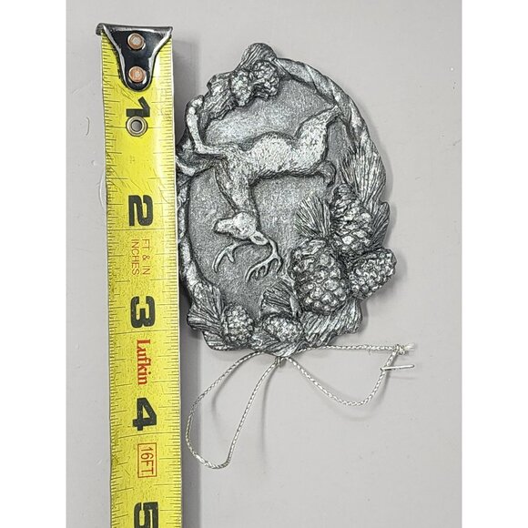 Set Of 4 Silver Tone Pinecone & Deer Hanging Christmas/Holiday Ornaments - Picture 8 of 8